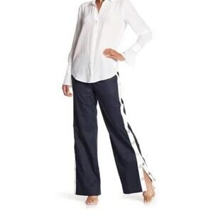 Equipment Femme Silk Arwen Wide Leg Track Pants Warm Up Small New Black White